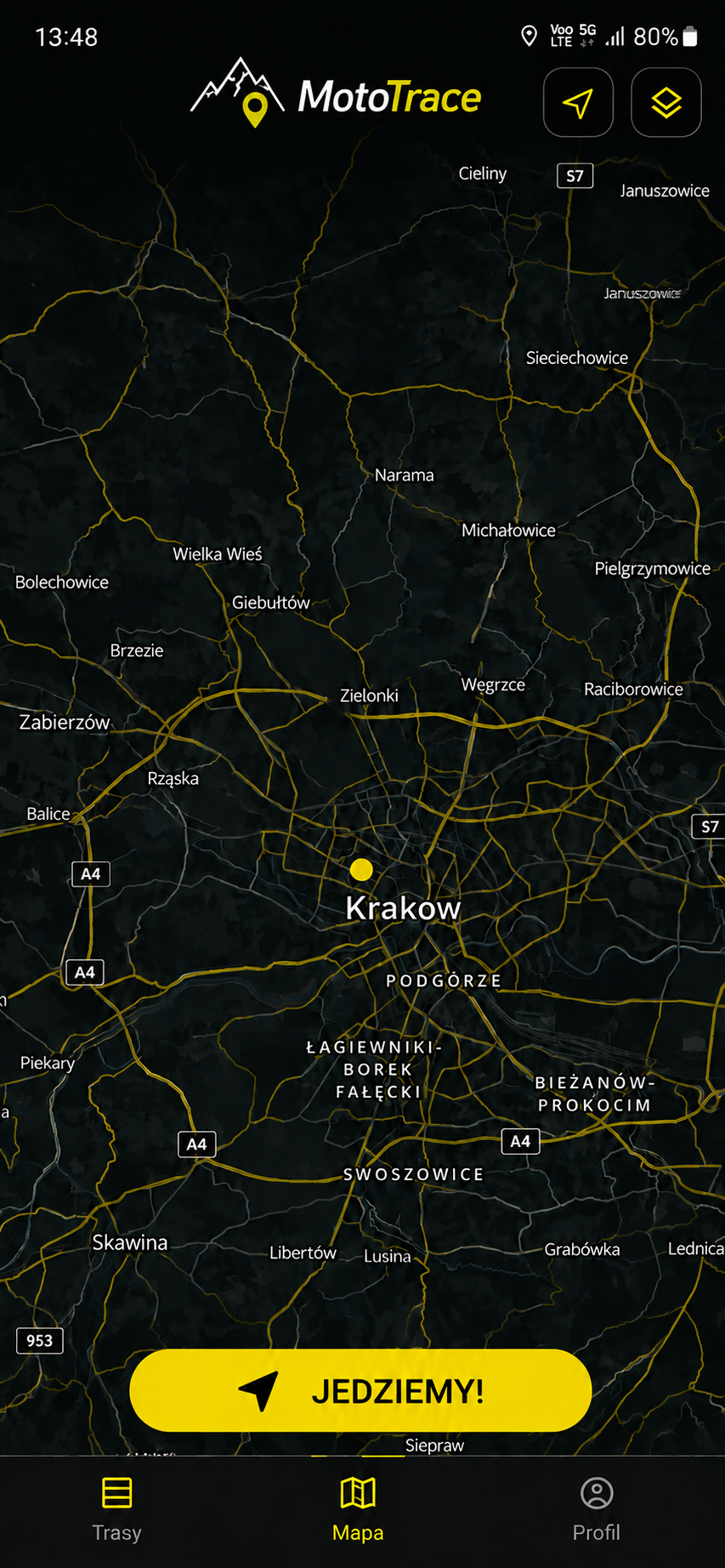Ekran nagrywania MotoTrace